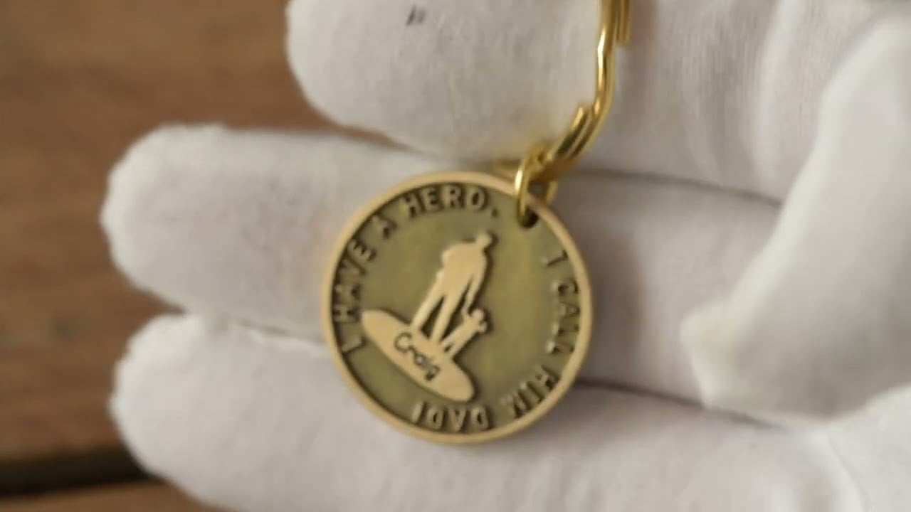 Personalized brass father and son/daughter keychain