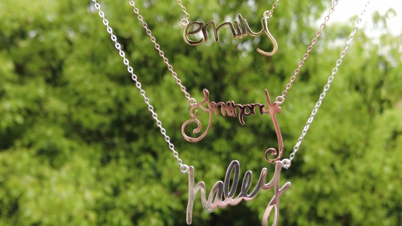 Sterling silver handwriting necklace