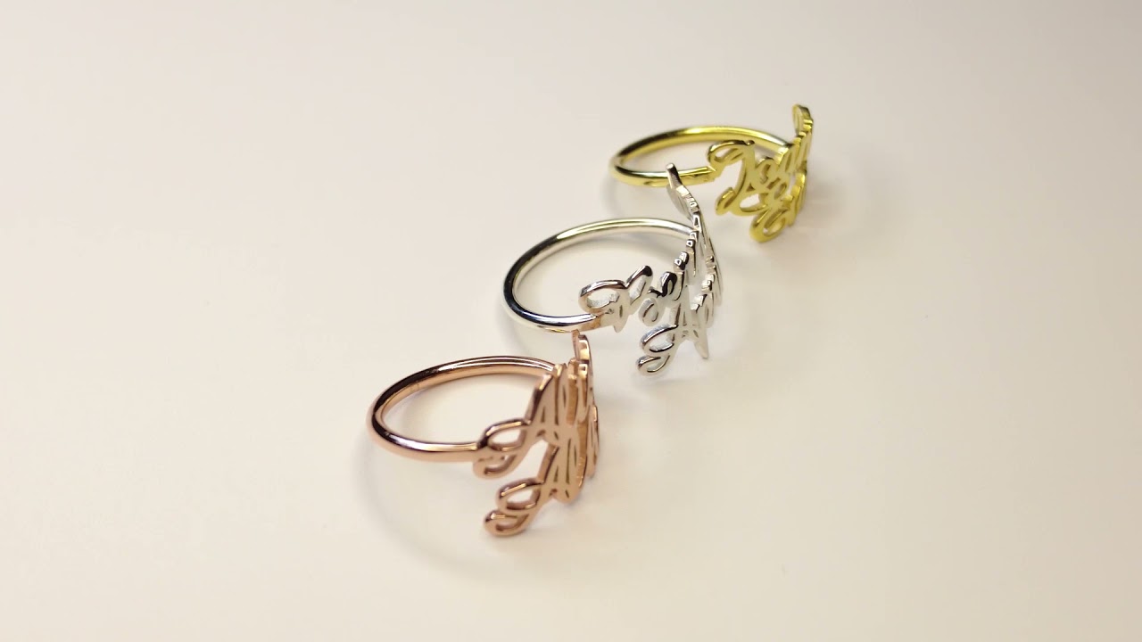 Personalized double name sterling silver ring