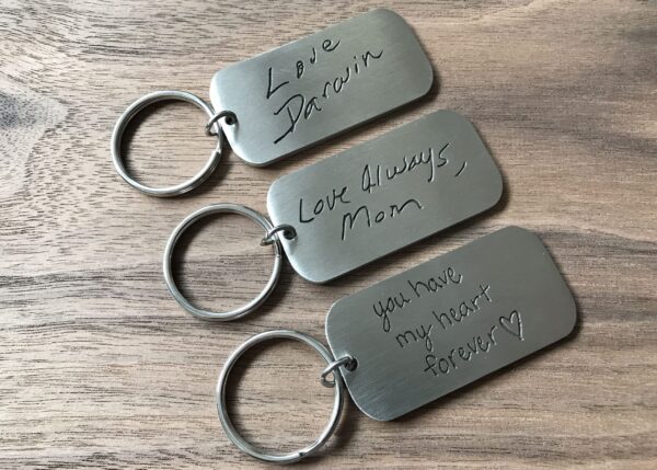 Funnymetals Personalized Actual Handwriting Keychain 2x1 Inch FM 215