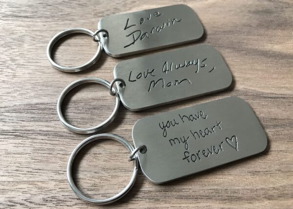 Funnymetals Personalized Actual Handwriting Keychain 2x1 Inch FM 215