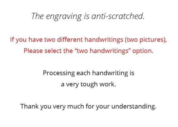 Engraving guide for multiple handwritings. Choose two handwritings option. Thank you for understanding.