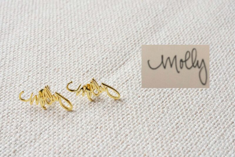 Actual handwriting earrings FM 232-1