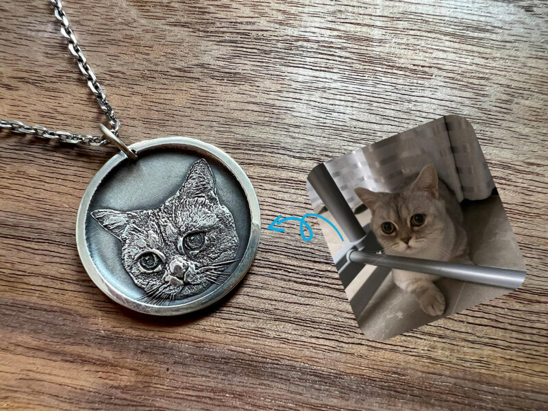 999 Silver Pet Portrait Necklace FM 244 - Image 2