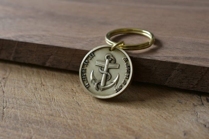 Personalized brass coordinate keychain FM-245