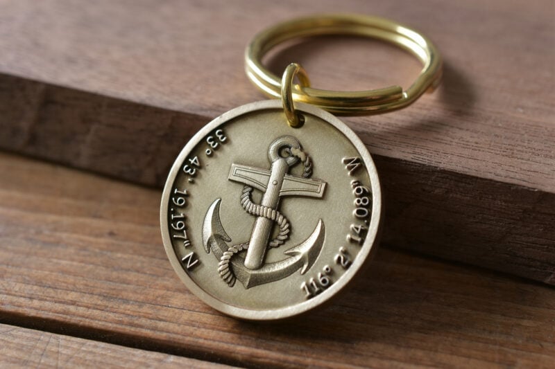 Personalized brass coordinate keychain FM-245 - Image 8