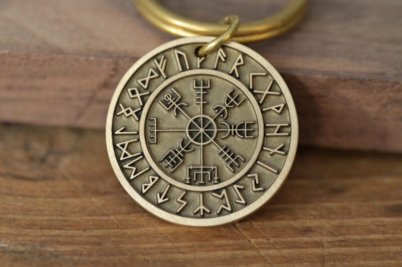 Personalized brass viking compass keychain FM-250 - Image 3