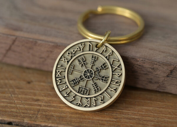 Personalized brass viking compass keychain FM-250