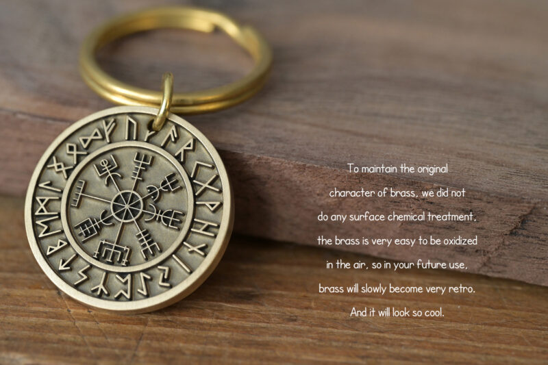 Personalized brass viking compass keychain FM-250 - Image 4