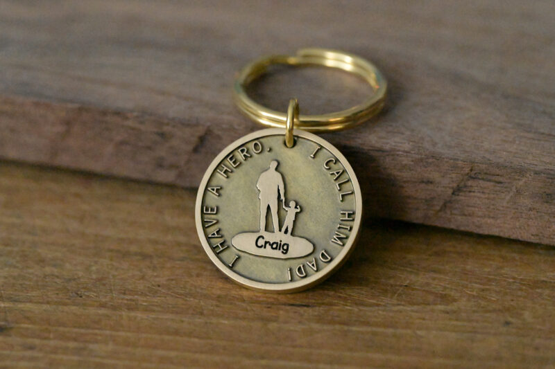 Personalized brass father and son keychain FM-249