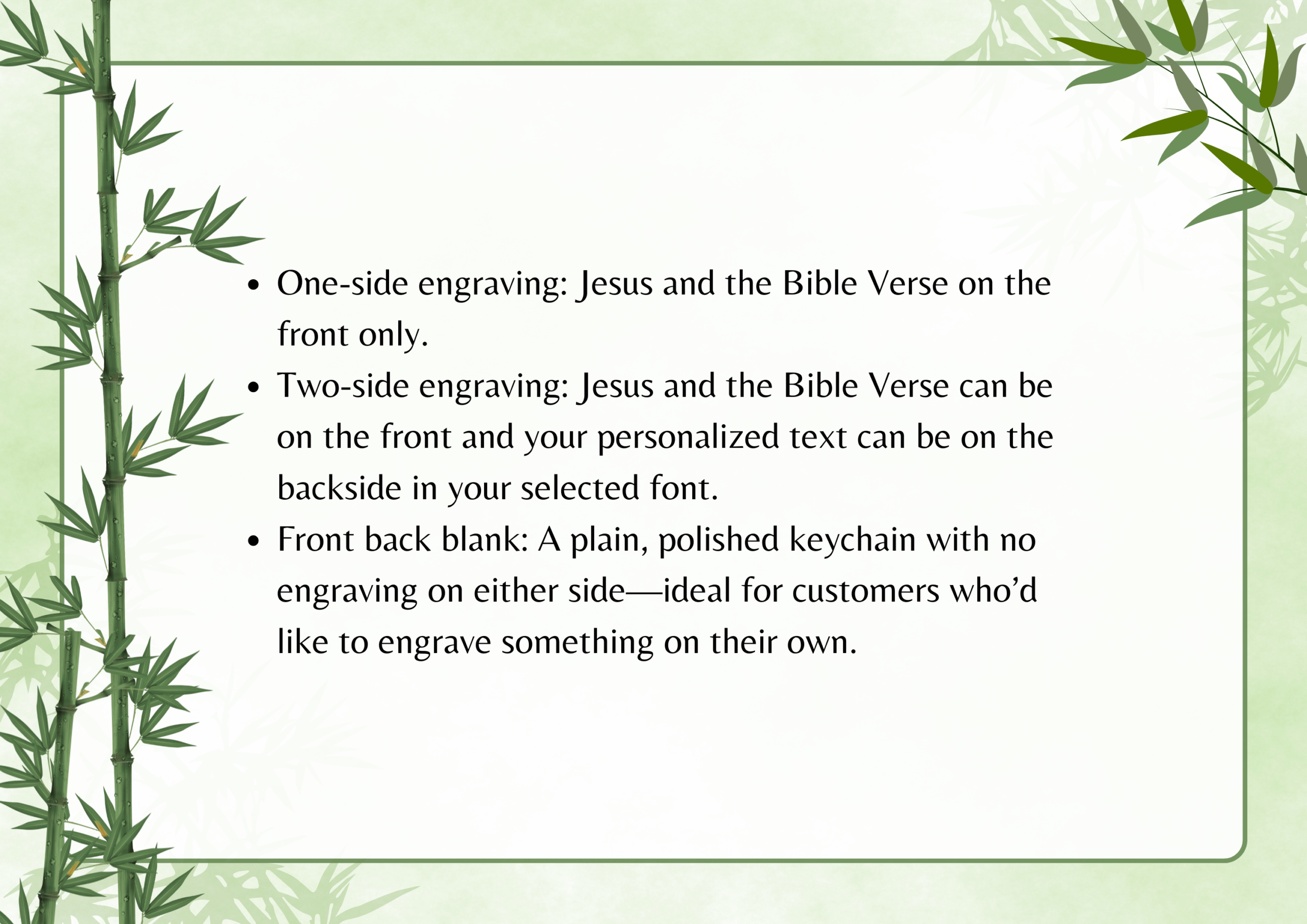 Personalized bible verse keychain options