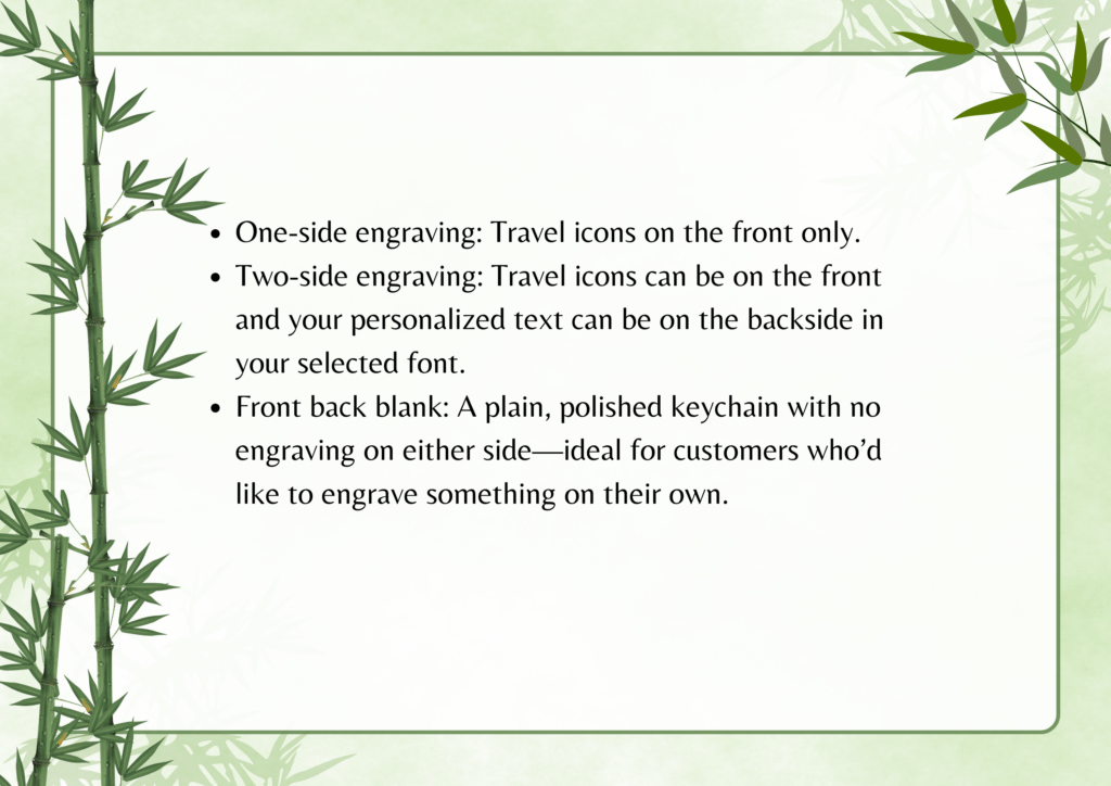 Personalized travel keychain options