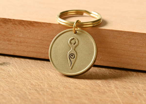 Spiral Goddess Keychain, Sacred Feminine Gift for Her, Brass Mother Goddess Keyring, Wiccan Pagan Amulet, Divine Feminine Charm, Empowerment Gift